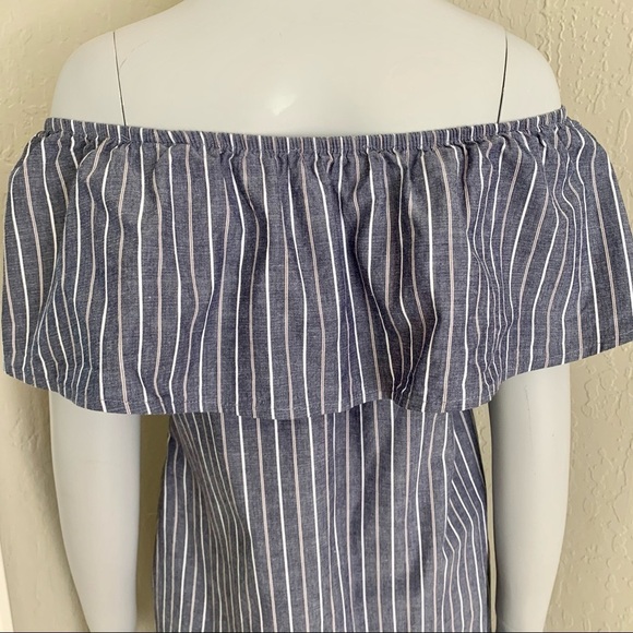 SOCIALITE Nordstrom Striped Off-The-Shoulder Mini Dress Coverup Loose Fit Small - Picture 6 of 14